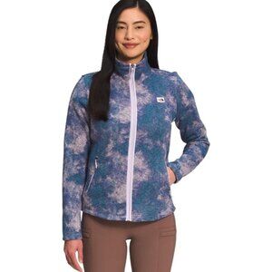 The North Face Womens Small Crescent Top Fleece Zip Jacket Lavender Fog Print